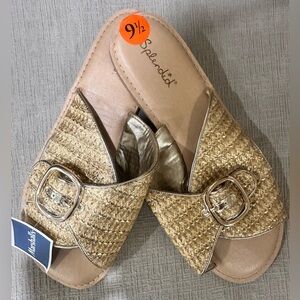 Splendid Woven Tan Slide Sandals